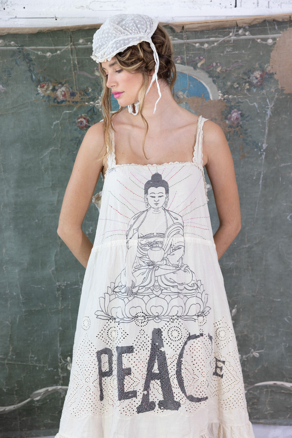eyelet tevy peace tank dress