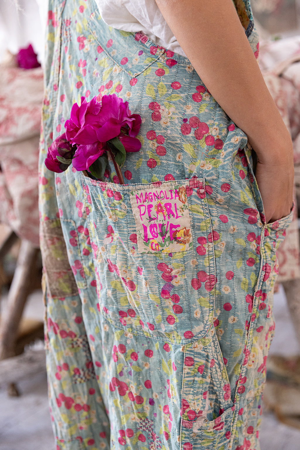 quilted love overalls
