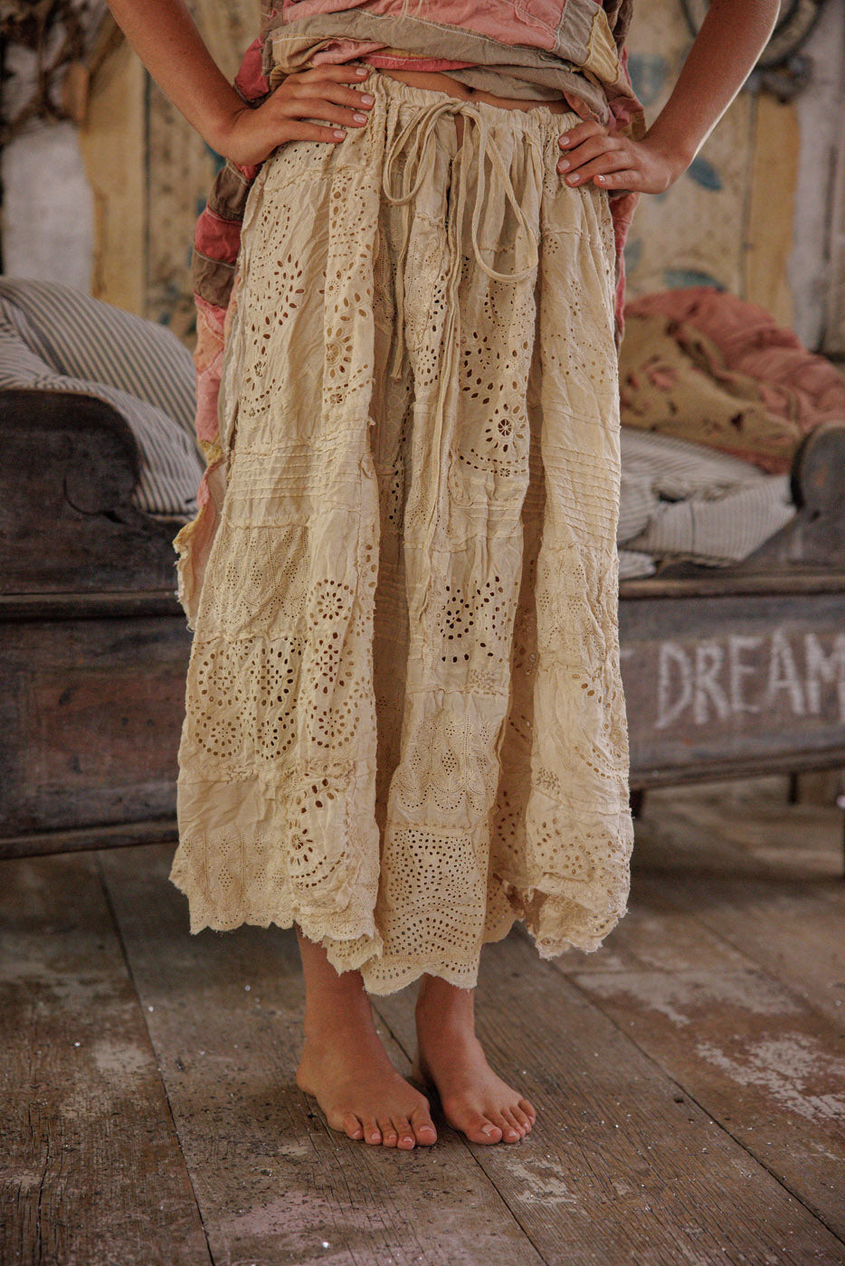 eyelet patchwork pissarro skirt