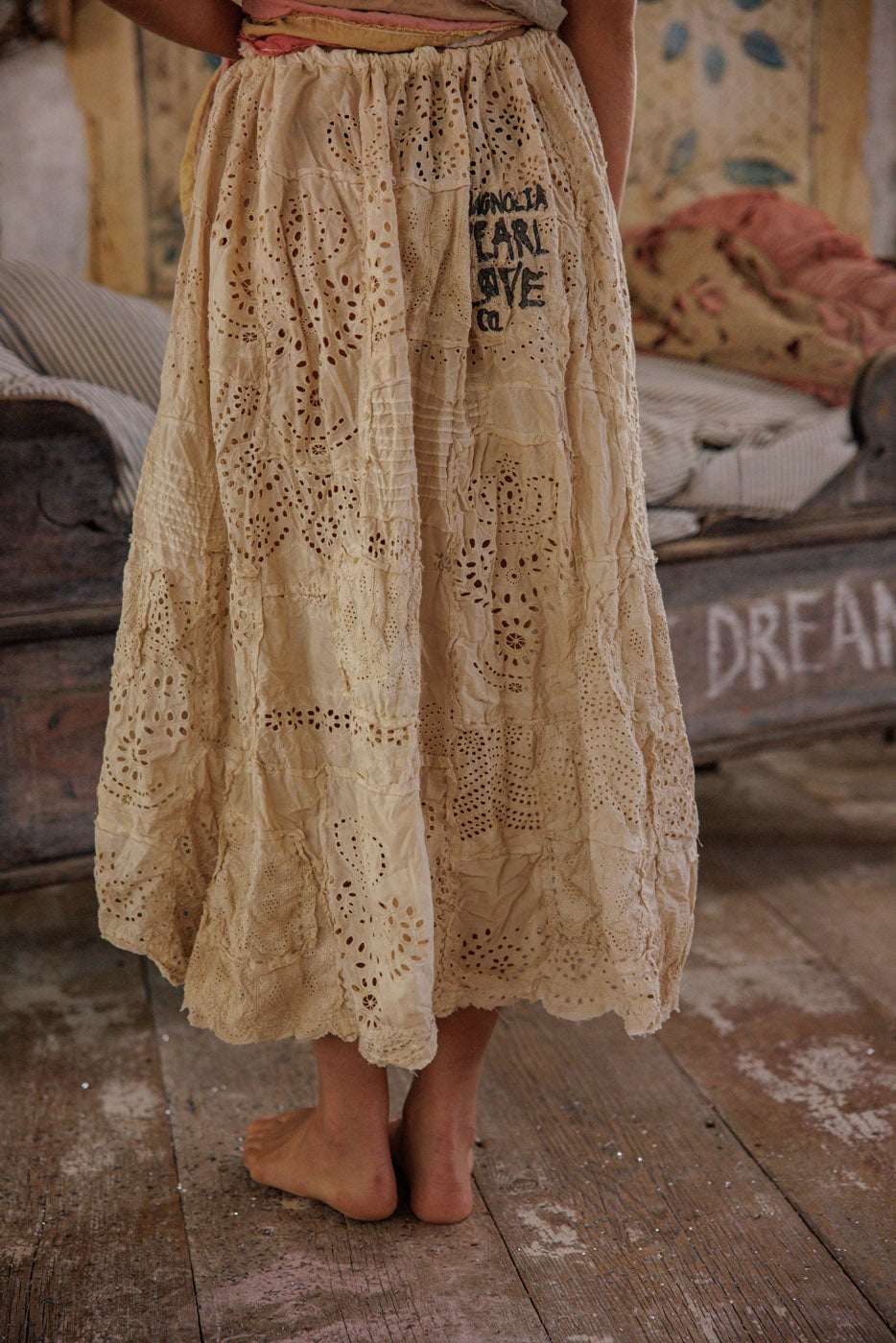 eyelet patchwork pissarro skirt