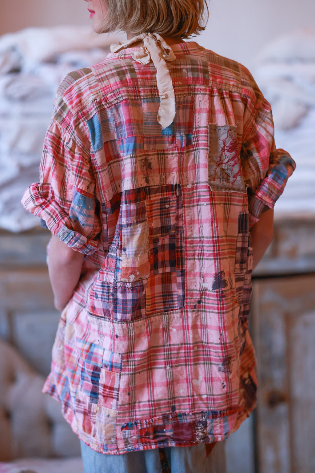 patchwork idgy ruffle shirt