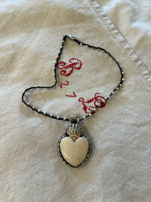 carved bone beaded necklace