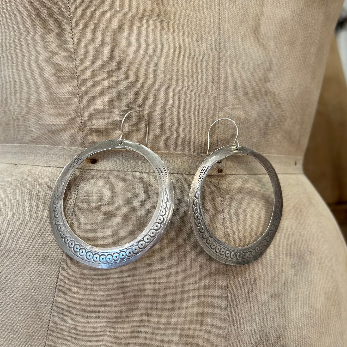 stamped hoop earrings