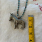 silver donkey turquoise beaded necklace