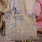hand-painted rose tote bag