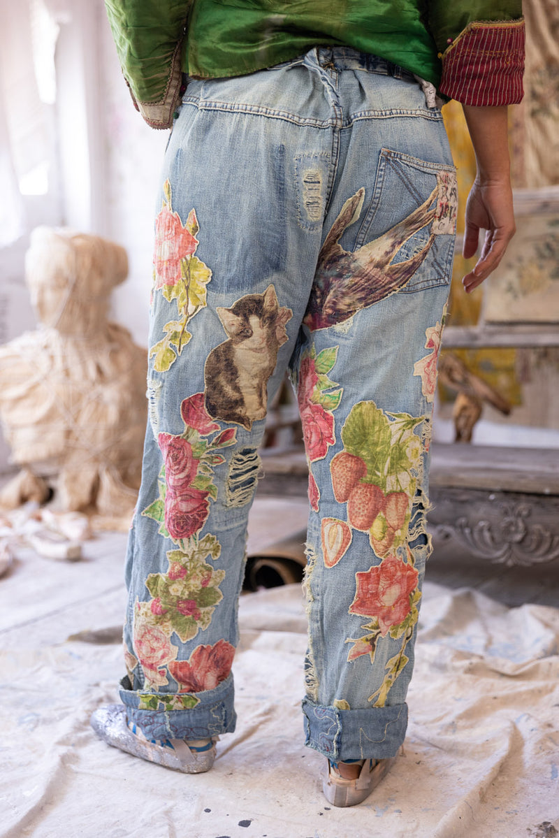 floral applique miner denims