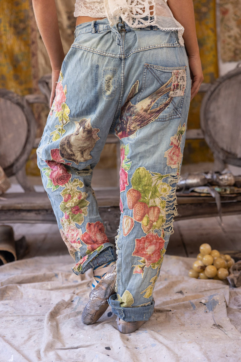 floral applique miner denims