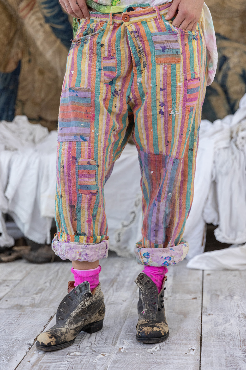 striped miner pants